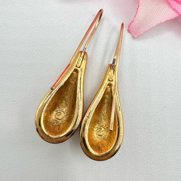 Vintage Swarovski Pave Teardrop Earrings Gold Filled Earwires Swan Signed Bridal - Picture 5 of 13